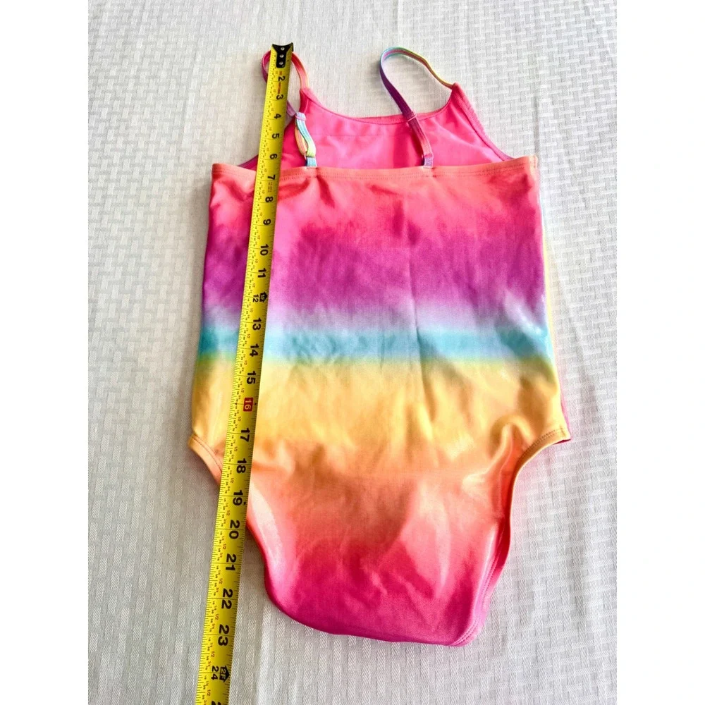 Sugar & Jade Girls Rainbow Ombre Metallic Shimmer One Piece Swimsuit Size 12/14